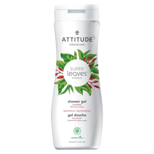 ATTITUDE Body Wash, EWG Verified, Plant and Mineral-Based Ingredients, Vegan and Cruelty-free Beauty Products, Glowing, Red Vine Leaves, 473 mL