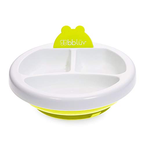 bblüv - Platö - Warming Plate - 3 Compartment, Non-Toxic, BPA Free with Suction Base for Baby Toddler (Lime)