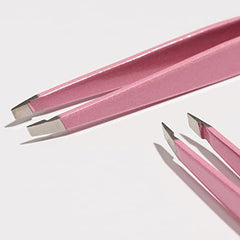 Tweezerman Exclusive Tea Rose Slant Tweezer - Hair Removal Tweezers, Stainless Steel