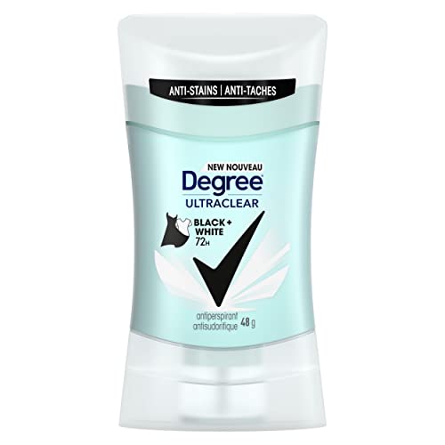 Degree UltraClear Black+White Antiperspirant Stick Deodorant for 72 hour sweat and odour protection anti-stains 48 g