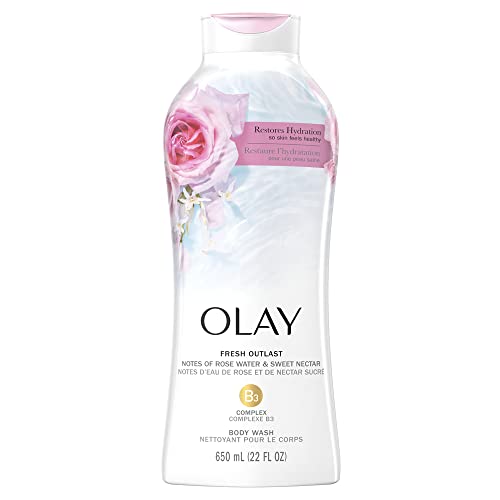 Olay Fresh Outlast Rose Water & Sweet Nectar Body Wash, 654 mL