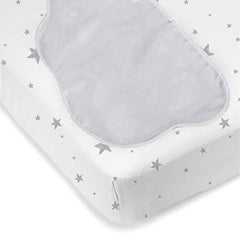 Kushies Baby 100% Breathable Cotton Flannel Bassinet Sheet with Satin Cloud, Fully Elasticized- Made in Canada, 18" x 30" Grey Scribble Stars