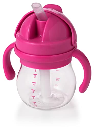 OXO Tot Transitions Straw Cup with Removable Handles, Pink, 6 Ounce