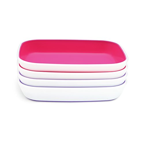 Munchkin Splash Toddler Plates, Pink/Purple, 4 Pack