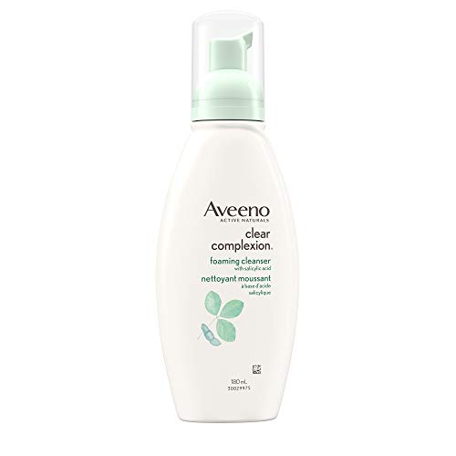 Aveeno Clear Complexion Foaming Cleanser, Acne Face Wash, Salicylic Acid, Soy, Feverfew, Dry Skin & Oily Skin Care, 180mL