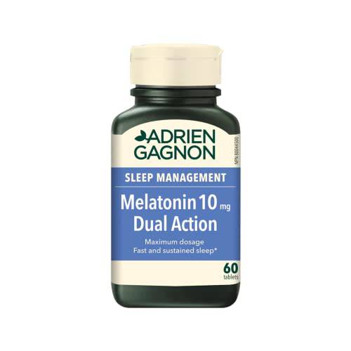 Adrien Gagnon - Melatonin 10 mg (Extra-Strength Dual Action Time-Release), Fast-Dissolving Natural Sleeping Aid, 60 Tablets