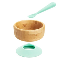 Munchkin® Bambou™ Suction Bowl and Silicone Spoon for Babies and Toddlers, Non-Toxic Bamboo