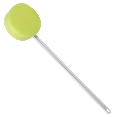 Rehabilitation Advantage Long Handle Scrub Soft Foam Sponge Round, Yellow Sponge, White Handle, 1 count, 847102018881