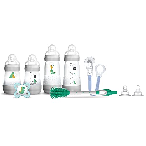 MAM Infant Basics Newborn Gift Set (9-count), Includes Easy Start Anti Colic MAM Baby Bottles, Pacifier, Baby Bottle Brush, From Newborn to 2+ Months