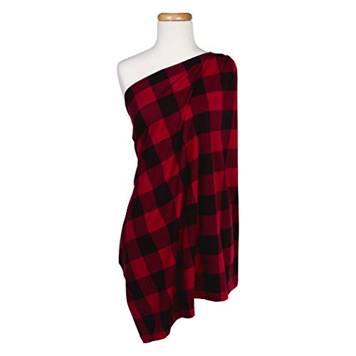 Buffalo Check Multi Use Nursing Wrap-Buffalo Check Print, Scarf, Nursing Cover, Car Seat Cover, Shopping Cart Cover, Cotton/Spandex Jersey, Red and Black, 28 in x 32 in