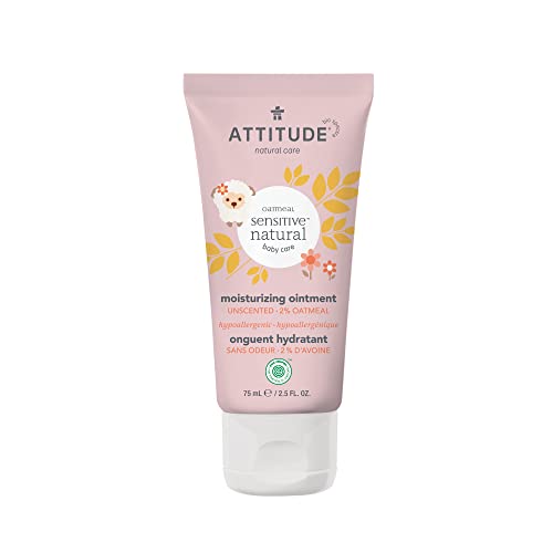 ATTITUDE Moisturizing Body Ointment for Baby with Sensitive Skin, Plant and Mineral-Based Ingredients, Vegan and Cruelty-free Personal Care Products, Enriched with Oatmeal, Unscented, 75 mL