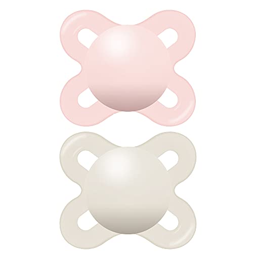 MAM Start Matte Newborn Pacifiers (2 pack, 1 Sterilizing Pacifier Case), Newborn Baby Girl Pacifiers, Best Pacifier for Breastfed Babies, Self Sterilizing Baby Pacifier Case