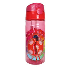 Miraculous Ladybug Flip Top Water Bottle with Handle for Kids, Storage Capacity 500ml, Lightweight, Leak-proof and Portable