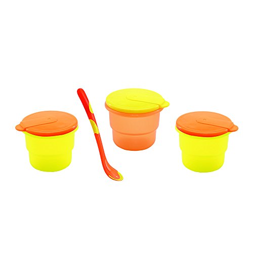 Nuby 535390YO Microwave Bowl and Spoon Assorted Toy(3Pack), Yellow, Orange