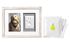 Pearhead Pawprint Keepsake Picture Frame and Clay Impression Kit, Pet Owner Gift, Distressed Gray, 4 Piece Set