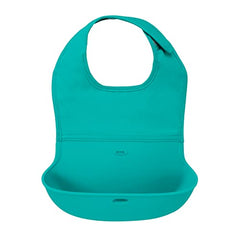 OXO Tot Waterproof Silicone Roll Up Bib with Comfort-Fit Fabric Neck, Teal