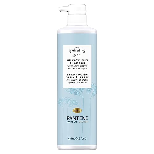 Pantene Shampoo with Baobab Essence, Sulfate Free, Nutrients Blends Hydrating Glow, 440 mL