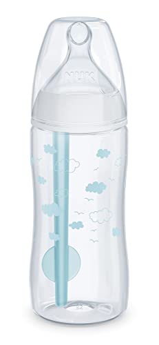 NUK Smooth Flow Pro Anti-Colic Baby Bottle & Pacifier Newborn Gift Set (7-Piece Set), Blue Clouds, 5.0 ounces