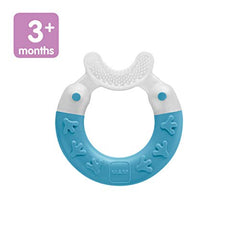 MAM Baby Toys, Teething Toys, Bite and Brush Teether, Boy 3+ Months (1 Count), MAM Baby Toothbrush Teether for Baby Boy Teething Pain, Baby Essentials, 75 Servings