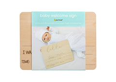 Pearhead Baby Welcome Sign, Gender-Neutral Hello Baby Arrival Photo Prop, Hospital Birth Announcement, Newborn Birth Stats Board Photo Prop, 8.25" x 11", Wood