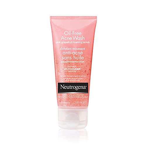 Neutrogena Acne Exfoliating Face Scrub, Pink Grapefruit Salicylic Acid Acne Treatment Facial Scrub, 198 mL