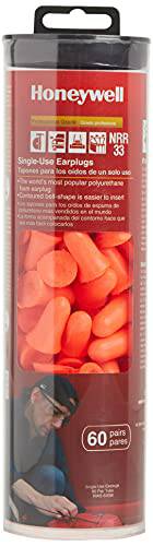 Honeywell Pre-Shaped Foam Earplugs, 60 Pair Tube (RWS-53008)