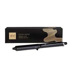 ghd Classic Wave Hair Curling Wand ― 1" - 1.5" Oval Ceramic-Coated Barrel with Safer-for-Hair Styling Tool Temperature, Achieve Beach Body Hollywood Waves to Undone Texture with All Day Hold ― Black