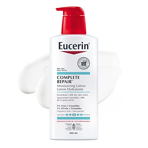 EUCERIN Complete Repair Moisturizing Lotion for Dry to Very Dry Skin | Face & Body Lotion, 500mL | 5% Urea Lotion | Ceramide Lotion | Dry Skin Lotion | Fragrance-free Lotion | Non-Greasy Lotion | Recommended by Dermatologists