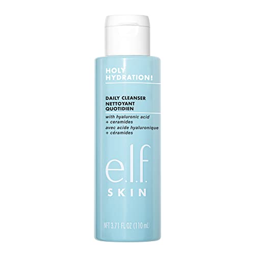 e.l.f. Cosmetics Holy Hydration! Daily Cleanser, Wash away Excess Oil, Impurities, and Makeup, 3.71 Fl Oz (110ml), 3.71 Fluid_Ounces