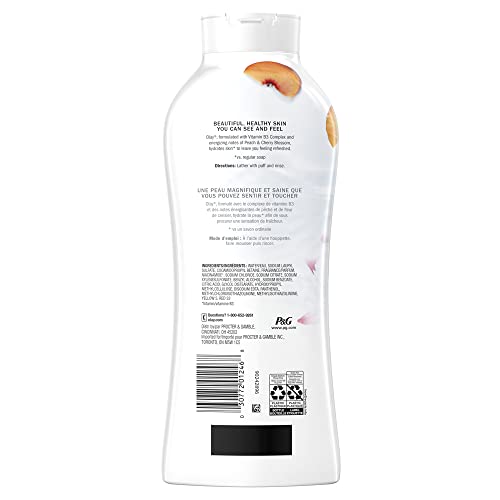 Olay Fresh Outlast Paraben Free Body Wash with Energizing Notes of Peach and Cherry Blossom, 650 mL