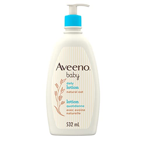 Aveeno Baby Daily Moisture Body Lotion for Delicate Skin, Natural Colloidal Oatmeal & Dimethicone, Hypoallergenic Moisturizing Baby Lotion, Fragrance-, Phthalate- & Paraben-Free, 532mL