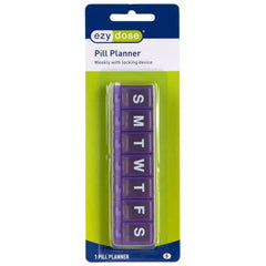 Ezy Dose Weekly (7-day) Locking Pill Planner (Small) (Assorted colors)