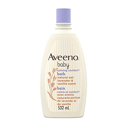 AveenoBaby Calming Comfort Bath Baby Body Wash for gently cleanses baby’s skin & helps calm baby before bedtime natural oat Lavender & Vanilla Scents, 532 mL