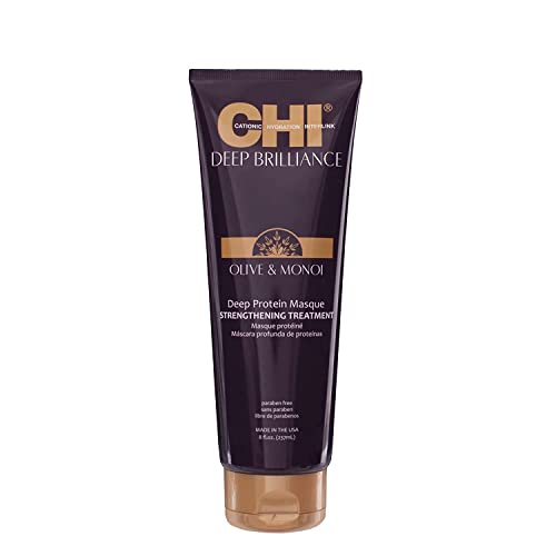 CHI Deep Brilliance Olive and Monoi Deep Protein Masque Strengthening Treatment, 8 oz