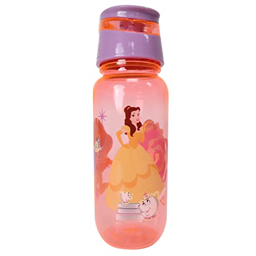 Danawares Disney Princess Flat Top Water Bottle for Kids | Storage Capacity 450ml | Lightweight, Leak-proof and Portable