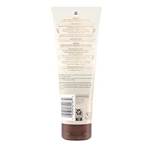 Aveeno Tone and Texture Renewing Body Scrub, Oat & Niacinamide Exfoliant, Paraben Free, Uneven Skin Exfoliator, 227g, (Pack of 1), 0.028 cubic_feet