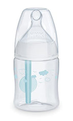 NUK Smooth Flow Pro Anti-Colic Baby Bottle & Pacifier Newborn Gift Set (7-Piece Set), Blue Clouds, 5.0 ounces