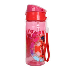 Miraculous Ladybug Flip Top Water Bottle with Handle for Kids, Storage Capacity 500ml, Lightweight, Leak-proof and Portable