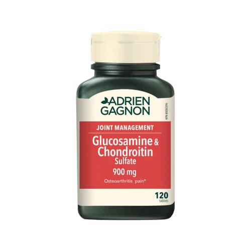 Adrien Gagnon - Glucosamine + chondroïtine pour soulager les douleurs articulaires, 900 mg, 120 comprimés (80 + 40 bonus)