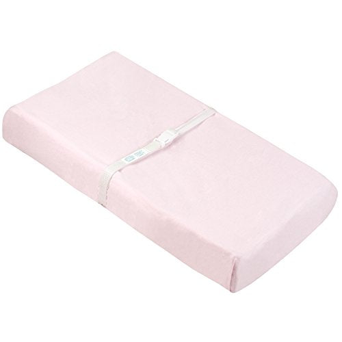 Ben & Noa Flannel Fitted Change Pad Sheet with Slits for Safety Straps, Pink Solid