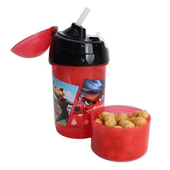 Miraculous Ladybug Sip n’ Snack 2 in 1 Grab and Go Water Bottle for kids (380 ml + 180 ml)