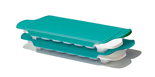 OXO Tot - Baby Food Freezer Tray Set - Freezer Storage Containers - Great for Portioning, Storing and Freezing Baby Food - Mealtime - Teal - 2-Pack