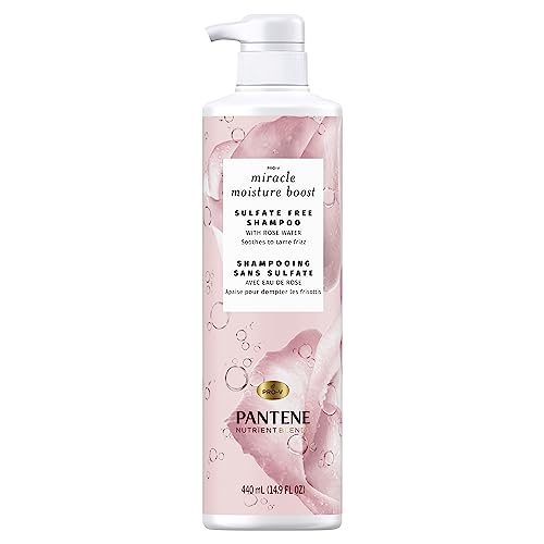 Pantene Shampoo with Rose Water, Sulfate Free, Nutrient Blends Miracle Moisture Boost, 440 mL