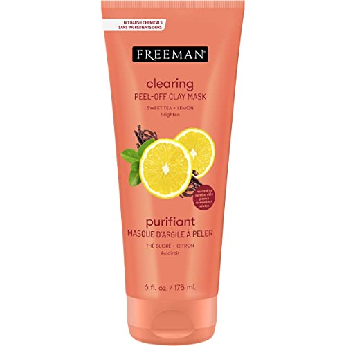 Freeman Sweet Tea & Lemon Peel-Off Clay Facial Mask, Skin Clearing, 1 Count, 6 fl oz/175 mL Tube