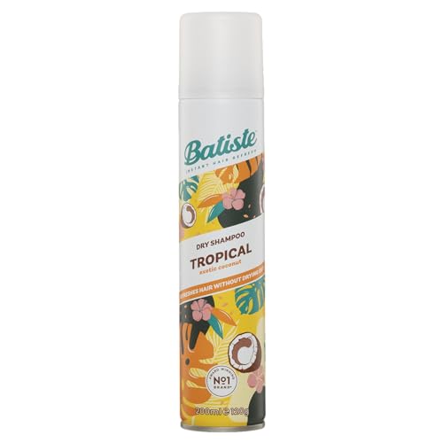 Batiste Dry Shampoo Spray, Tropical Scent, Refresh Hair and Absorb Oil Between Washes, Waterless Shampoo for Added Hair Texture and Body, 200-ml