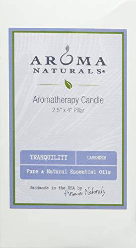 Aroma Naturals Essential Oil Tranquility Pillar Candle, 2.5" x 4", Lavender, 11 Ounce