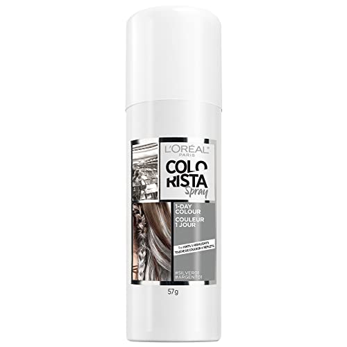 L'Oreal Paris Colorista Sprays Temporary Hair Color, 01 Silver, One-day Color, Hair Dye, 57g