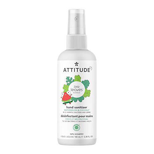 ATTITUDE Hand Sanitizer Spray for Kids & Adults, EWG Verified, Vegan & Cruelty-Free, Watermelon & Coco, 100 mL (Spray Bottle)