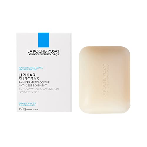 La Roche-Posay Lipid-Enriched Cleansing Bar, Lipikar Surgras Cleanser Bar Soap for Dry Skin with Niacinamide & Shea Butter, 150g