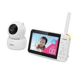 VTech VM924 Pan & Tilt Video Baby Monitor, 5" LCD Screen, Up to 17 Hrs Video Battery Life, Plug & Play, 1.33x Zoom, Night Vision, Up to 1000ft Range, Soothing Sounds, 2-Way Talk, Secured Transmission